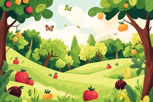 夏日缤纷水果田园风光图