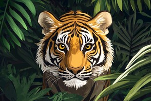 丛林中的老虎特写