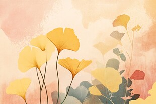 梦幻银杏花卉插画