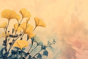 金黄银杏花的梦幻景致