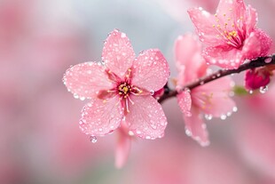 雨后娇艳桃花特写