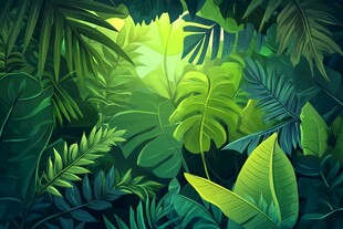 热带雨林绿意盎然植物景观
