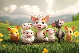 草地上的可爱动物们