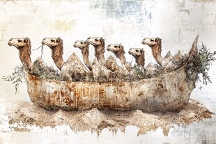 骆驼乘船图 奇幻沙漠之景