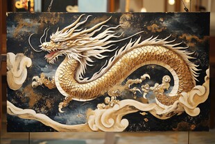 金色祥龙壁画 尽显威严
