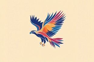 彩色飞鹰图标设计