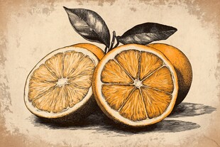 复古风手绘橙子插画