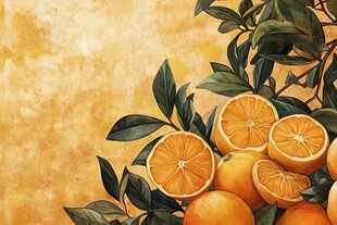 橙香满溢的清新水果插画