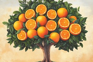 满树鲜橙的生机景象