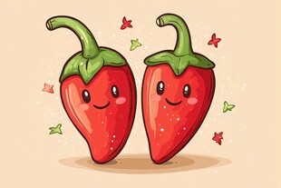 可爱双辣椒卡通插画