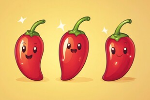 可爱笑脸红辣椒三兄弟