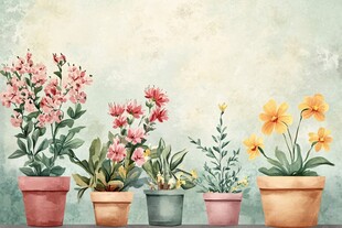 多彩盆栽装点温馨小角落