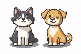 可爱猫狗卡通形象