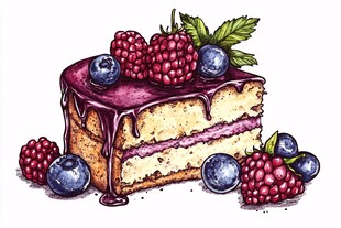 美味浆果蛋糕插画