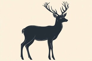 简约风黑色麋鹿插画