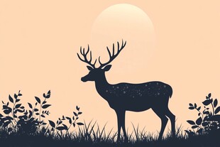 夕阳下的鹿剪影