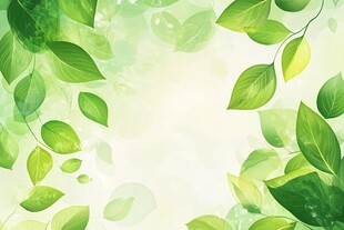 清新绿叶水彩背景图