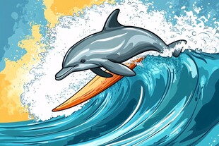 海豚冲浪欢乐海洋画面