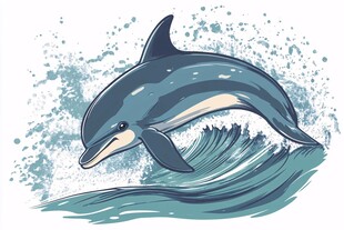 海豚跃浪图