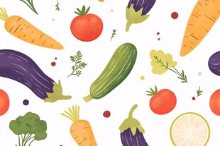 多彩蔬菜无缝图案设计