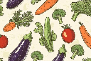 手绘多彩蔬菜图案背景