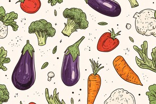 手绘多彩蔬菜图案背景
