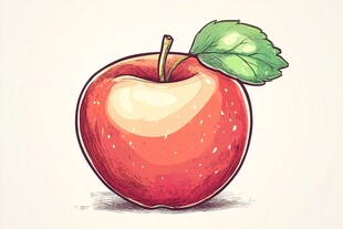 手绘红苹果插画