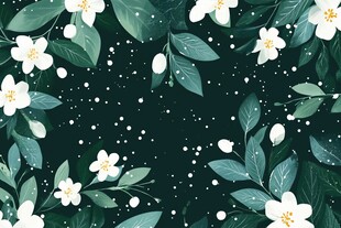 清新茉莉花绿叶背景图