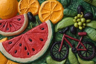 水果与自行车的创意组合