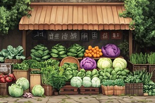 乡村蔬菜摊的丰富景象