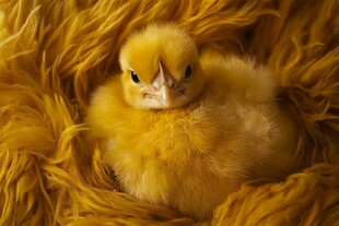 毛茸茸小黄鸡乖巧模样