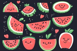 可爱西瓜插画图案集合