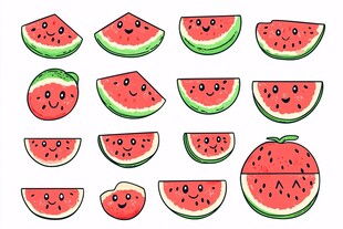 可爱表情西瓜插画集合
