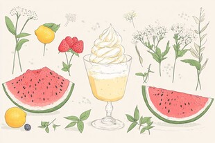 夏日清新水果与奶油甜品