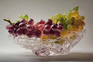 玻璃果盘里的多彩葡萄