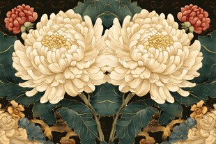 双朵白菊绽放古典画卷