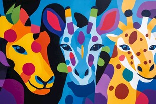 多彩长颈鹿绘画艺术作品