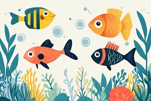 海底多彩鱼儿畅游图