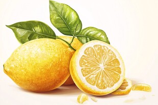 新鲜柠檬插画 色泽诱人