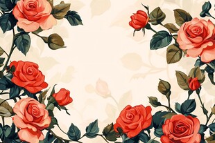 玫瑰花卉边框背景图