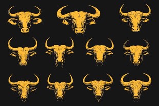 金色牛头图案集合