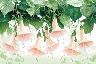 铃兰花朵垂挂绿叶间