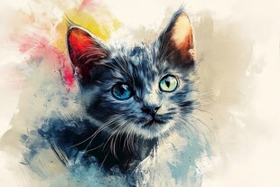 水彩风可爱小猫头像