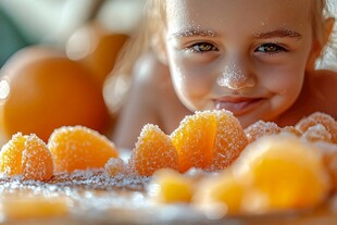 小女孩与甜蜜砂糖橘子