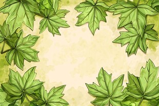 绿叶环绕的清新背景图