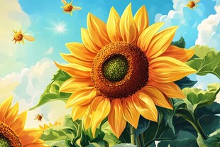 向日葵与蜜蜂的美好图景