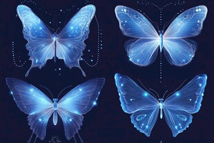 梦幻蓝光蝴蝶精美图案