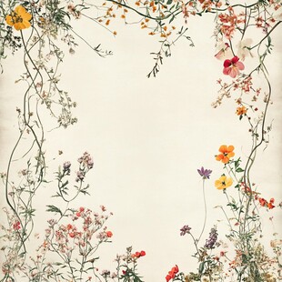 花卉环绕的复古风边框