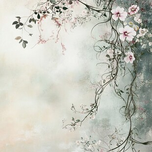 水墨花卉藤蔓背景图