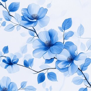 蓝色花卉图案背景纹理